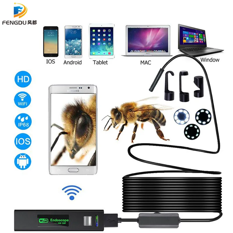 Камера-эндоскоп с Wi-Fi 8 мм 1 м | Безопасность и защита