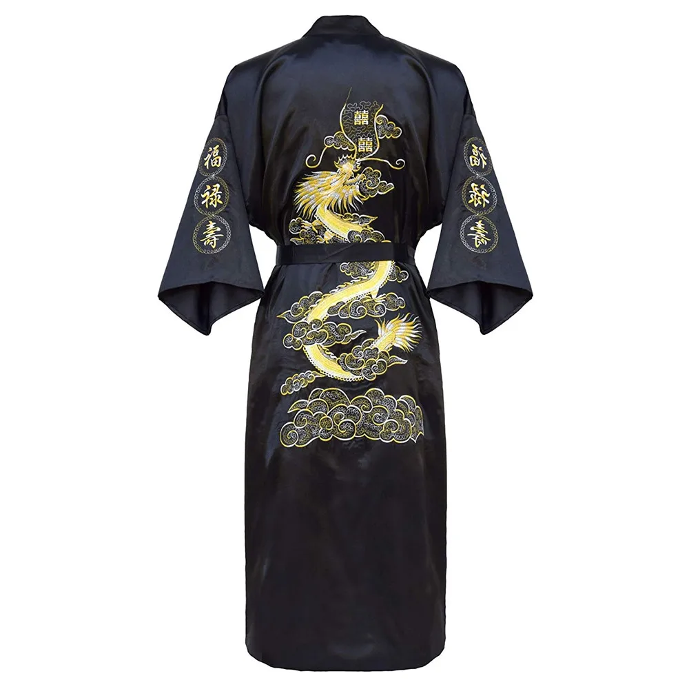 Винтажное кимоно купальный халат Домашняя одежда китайская мужская вышивка платье с драконами традиционная Мужская одежда для сна повседневная одежда для сна