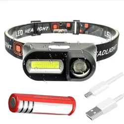 Mini Lampe Frontale LED Rechargeable par USB Idéale pour le Camping, Pêche, Livraison Directe, XPE + COB 