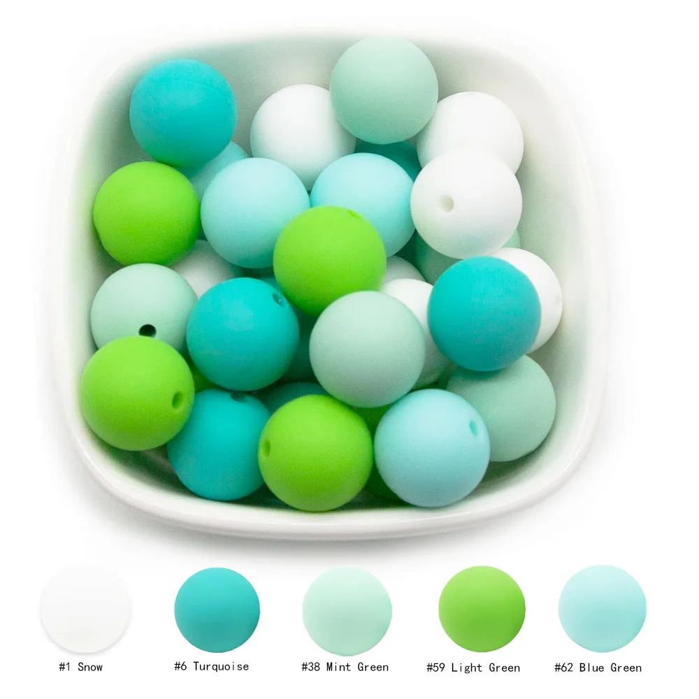 1 x Round Silicone Teething Bead 12mm - sky blue