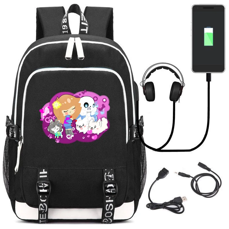 USB рюкзак для игр Undertale крутой Рюкзак Скелетон Sans Cospaly Хэллоуина путешествий