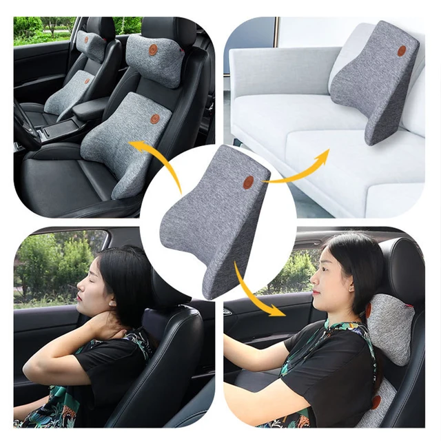Driver Auto Lumbar Support Pillow Memory Foam Headrest Pillow  Business Adjustable Car Seat Back Cushion Neck Pillow Backrest 2