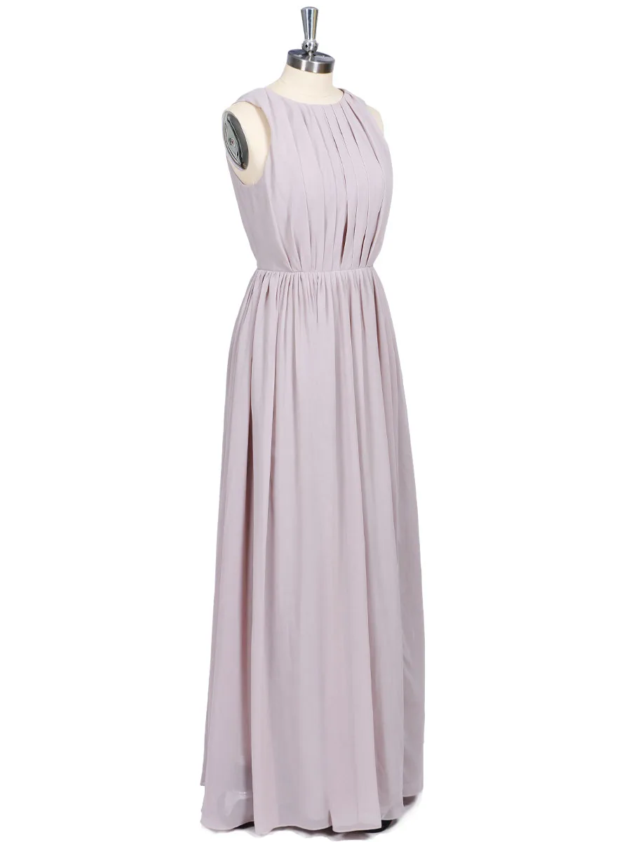 A-Line Scoop Neck Floor Length Chiffon Prom Dress Evening Dress For Wedding Party