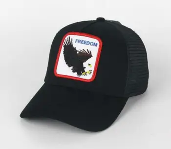 

2019 New Summer trucker cap mesh snapback hip hop hats for men embroidery baseball cap Eagle-black