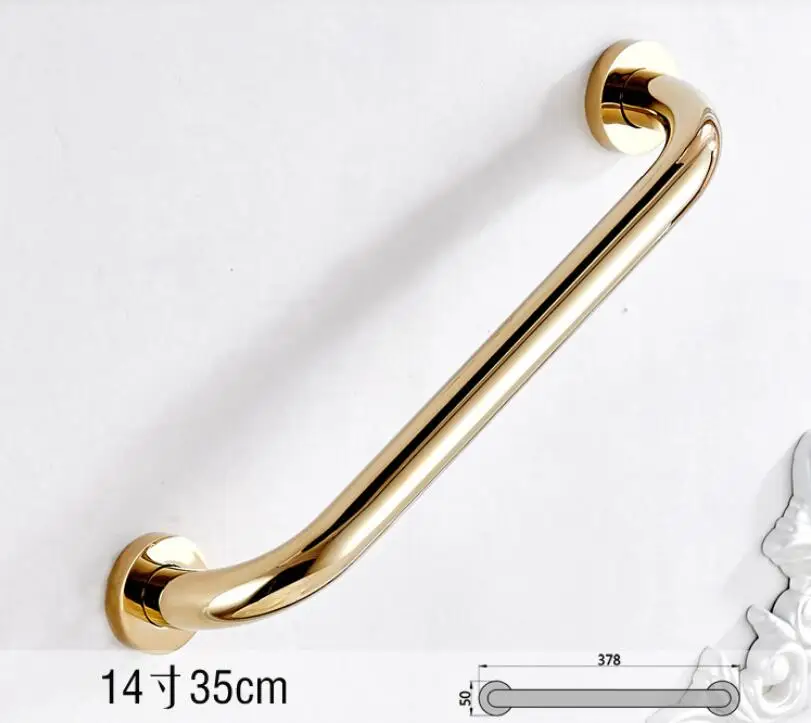 Vidric Bathroom armrest brass bathroom handle bathtub armrest handrail Grab Bar Gold Hand bar Safety bar - Цвет: 35CM