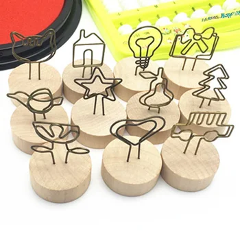 

Creative Memo Furnishing Articles Name Card Pendant Picture Frame Round Wooden Iron Photo Clip