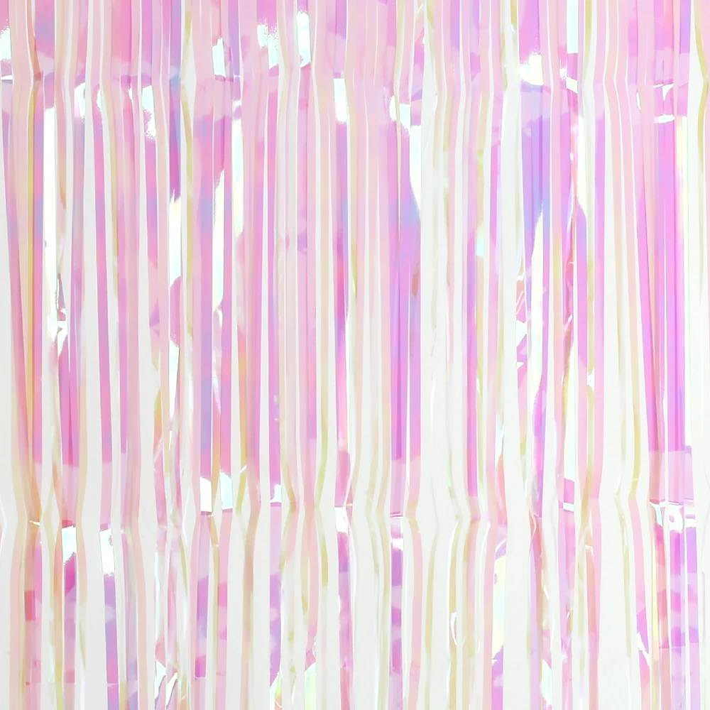 

Iridescent Metallic Foil Fringe Curtain Rainbow Tinsel Shimmer Window Curtain Wall Backdrop Panel Decoration for Wedding Party