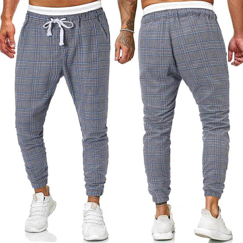 

2019 Ouma Autumn And Winter New Style Men-Style Contrast Color Plaid Gymnastic Pants Casual Pants 7127