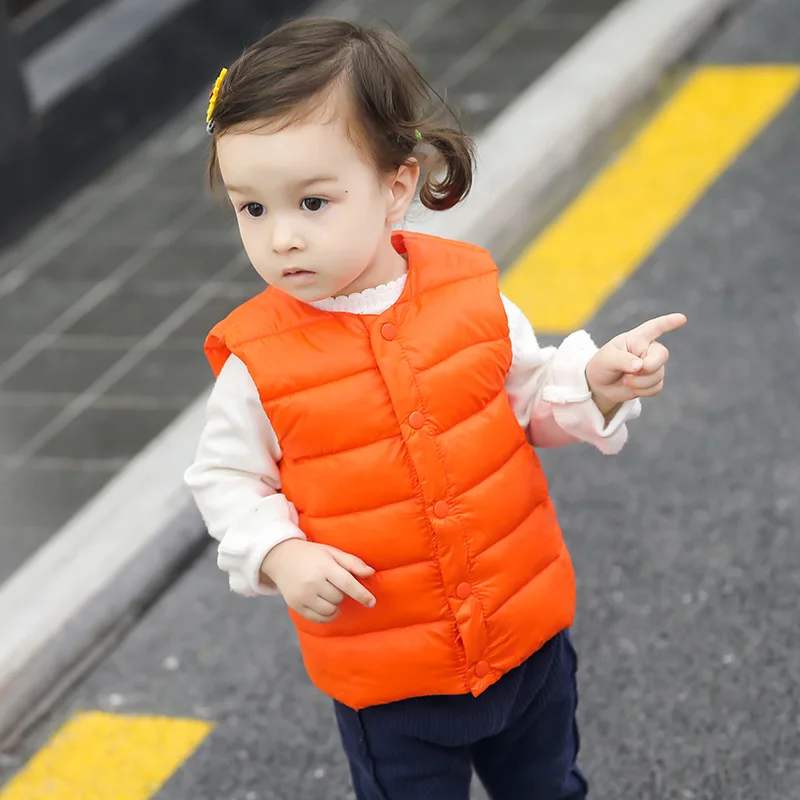 Winter Children Warm Vest For Boys Girls Solid Color Down Cotton Soft Waistcoat Kids Sleeveless Jacket Outwear Toddler Clothing