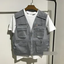 H56 выдалбливают материал соединение мульти-Карманы Спецодежда verslitile мода жилет Мужская мода