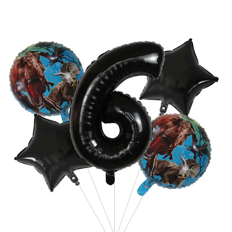 5 шт. 18 дюймов круглый динозавр фольгированные шары 30 дюймов номер шар День Рождения Вечеринка Юрского периода Декор животных воздушные шарики, детские игрушки мяч