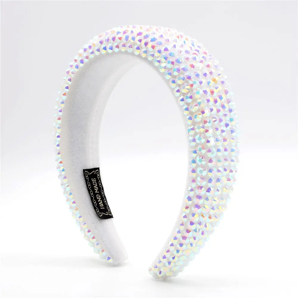 Exquisite Handmade Acrylic Color Beads Hair Hoop Sweet Hairband Headband Rehinestone Sponge Trend Fashion Hair Accessories