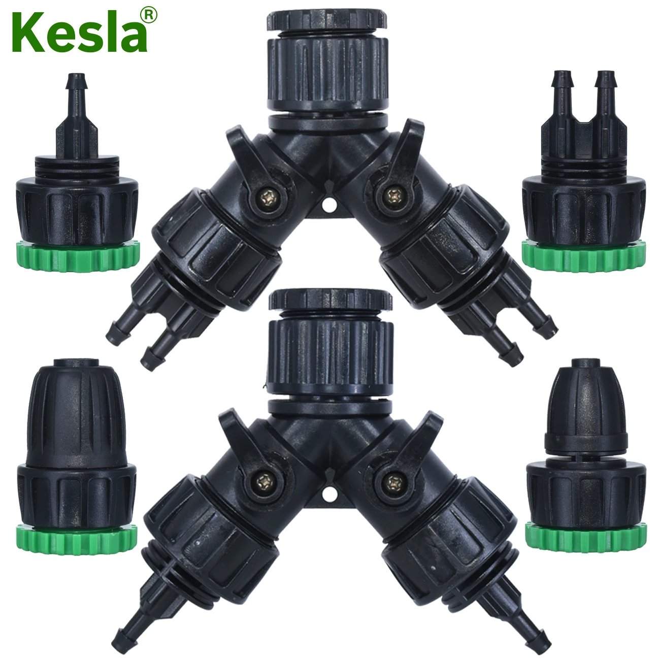 KESLA Gardens Tap Hose Splitter Adapter Connector 1/2" 3/4" to 1/4" 3/8" 1/2" 16mm 8/11mm Pipe Barb 2-Way 4-Way Tubing Tool