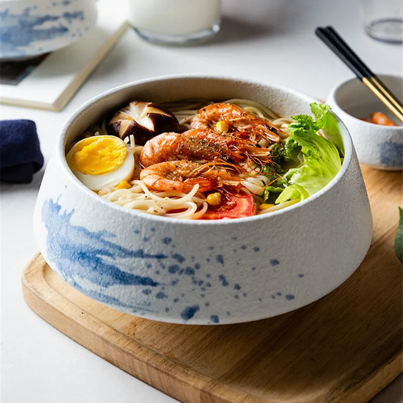 Японский стиль Бытовая подглазурная краска керамическая чаша простая мгновенная супница блюдо рисовый суп обеденная чаша посуда