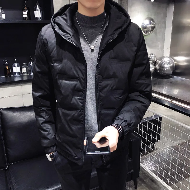 Пуховик мужской зимний Портативный Теплый 90% белый утиный пух с капюшоном Мужское пальто