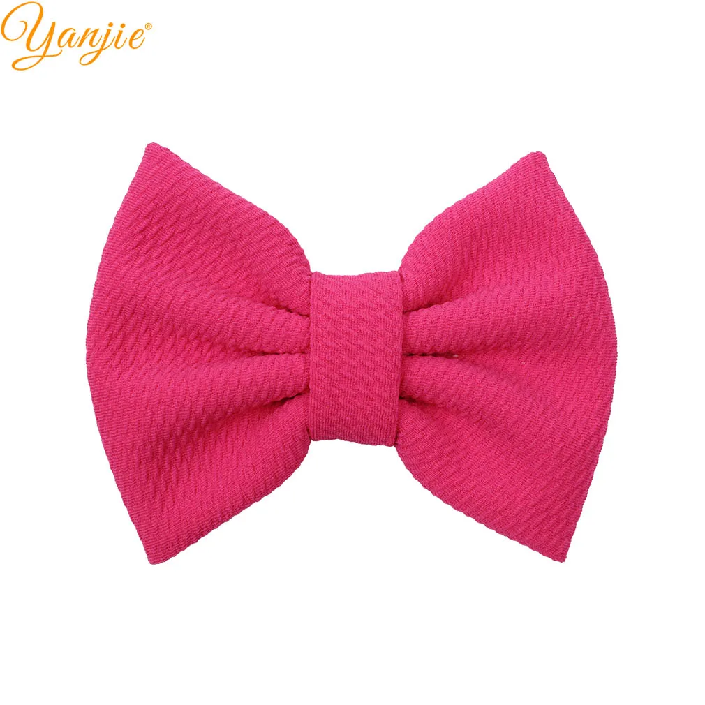 hot pink 10 шт./лот, 5 дюймов, однотонные бантики для волос для девочек, зимние вафельные заколки для волос, Женская повязка на голову, заколки, аксессуары для волос, женские головные уборы - Цвет: hot pink