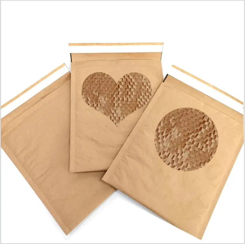 50pcs Honeycomb Paper Envelope Bag Recyclable Degradable Logistics Express Packaging Bags Protect Wrapping Paper Envelope