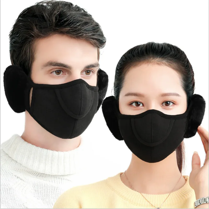 1 шт., унисекс, зимняя теплая маска для лица с наушниками, дышащие, для женщин и мужчин, маски для носа, Регулируемая Маска для рта, для улицы - Цвет: Черный