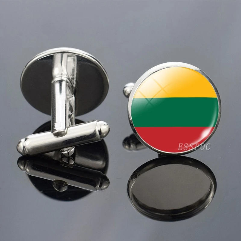 Для мужчин модные европейские страны запонки с государственным флагом Испании Великобритания Франция Россия Италия Германия Польша украшение из флагов манжеты Кнопка соединитель - Окраска металла: Lithuania