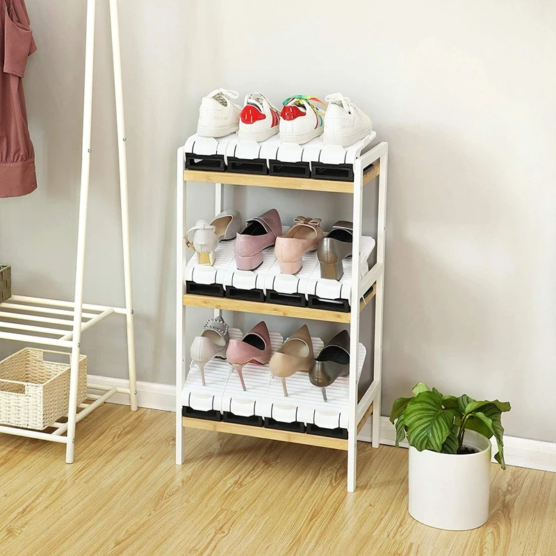 

4 Step Adjustable Shoe Slotz Space Saver, Easy Shoe Slotz Organizer Double Shoe Rack Storage For Closet, Shoes Holder For Snea