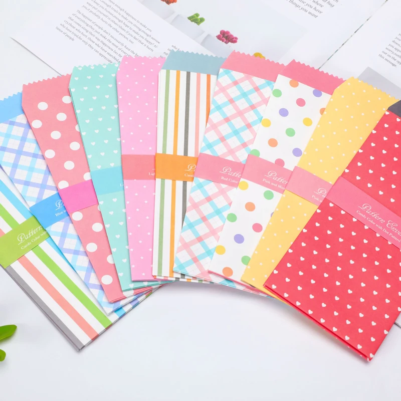 Paper Envelopes 5Pcs/Set Fresh Candy Color Series Cute Kawaii Wedding Invitation Blessing Greeting Card Letter Gift Envelope kraft paper envelopes mailing envelopes
