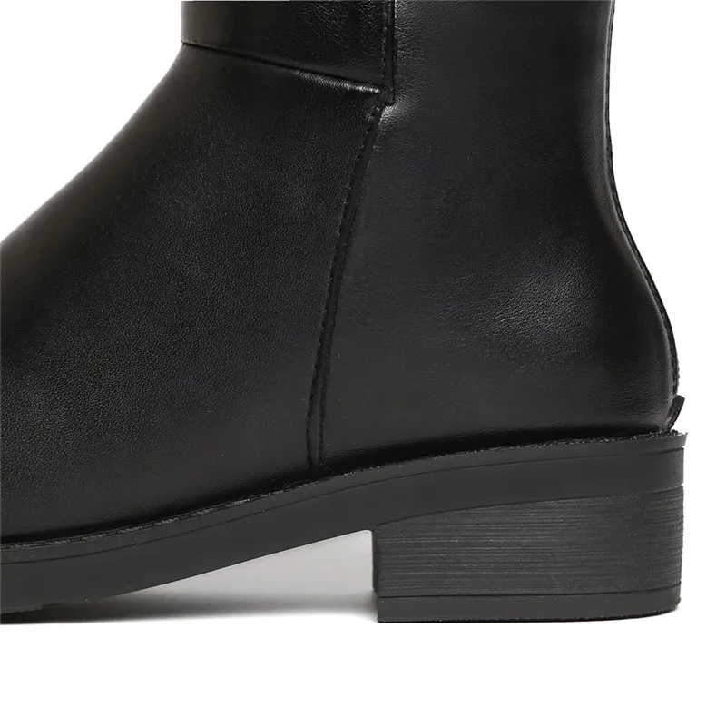 Botas Mujer Largas/черные сапоги до колена в стиле ретро; большие размеры; Классические Осенние женские сапоги на низком каблуке; Chaussure Para; 5