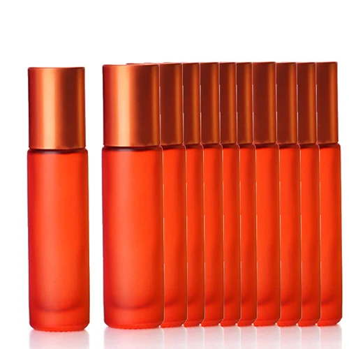 10pcs Orange 1/5/10 шт 10 мл Портативный матовый Стекло ролик эфирное масло в виде флаконов парфюма тумана контейнер для путешествий многоразового использования, роликовый флакон - Цвет: 10pcs Orange