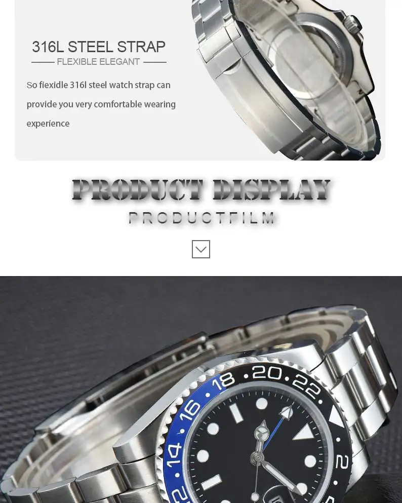 Новые мужские военные GMT автоматические часы 40 мм стерильные синий черный кольцо сапфировое стекло движение даты 6217