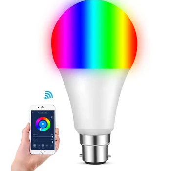 

E27/B22/E14 Smart WiFi Light Bulbs LED Colorful Lamp for Alexa Google Home Lighting Bulbs Tubes AC85-265V 65 x 105MM WWO66