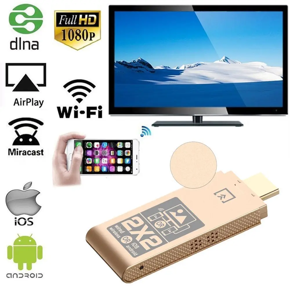 Mirascreen 2,4G Miracast любой беспроводной DLNA AirPlay HDMI tv Stick Wifi Дисплей ключ приемник для IOS Android ПК ноутбук