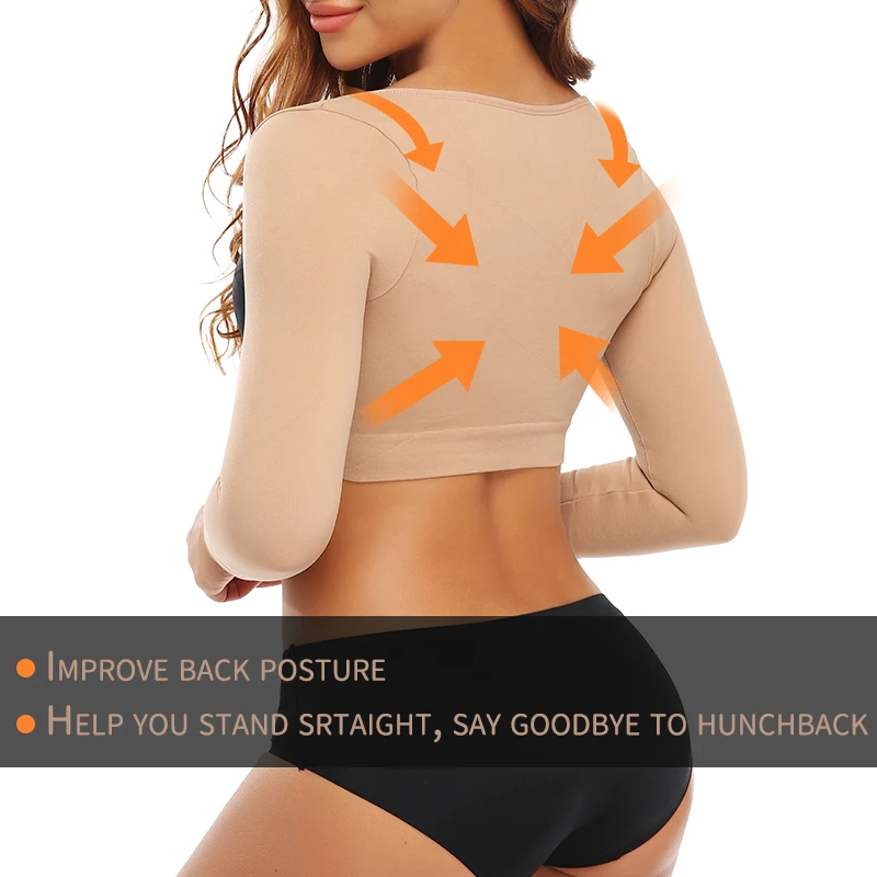 Upper Arm Shapers Compression Long Sleeves Women Arm Shapewear Humpback Posture Corrector Shoulder Breast Support Push Up Tops target shapewear