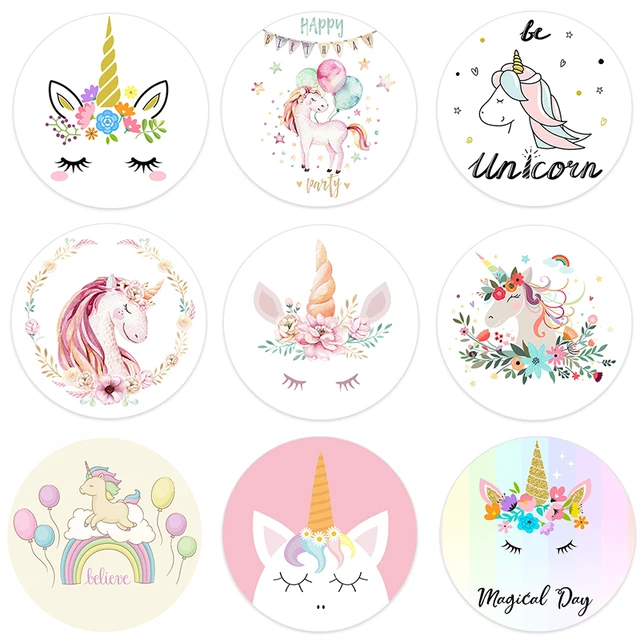 Pegatinas personalizadas de cumpleaños de unicornio Etiquetas de