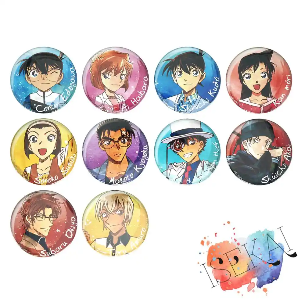 Detektif Conan Anime Lencana Shinichi Conan Ran Mouri Ai Haibara gun Anak Shuichi Akai Tooru Amuro Bourbon Lencana Bros Pin|Bros| - AliExpress