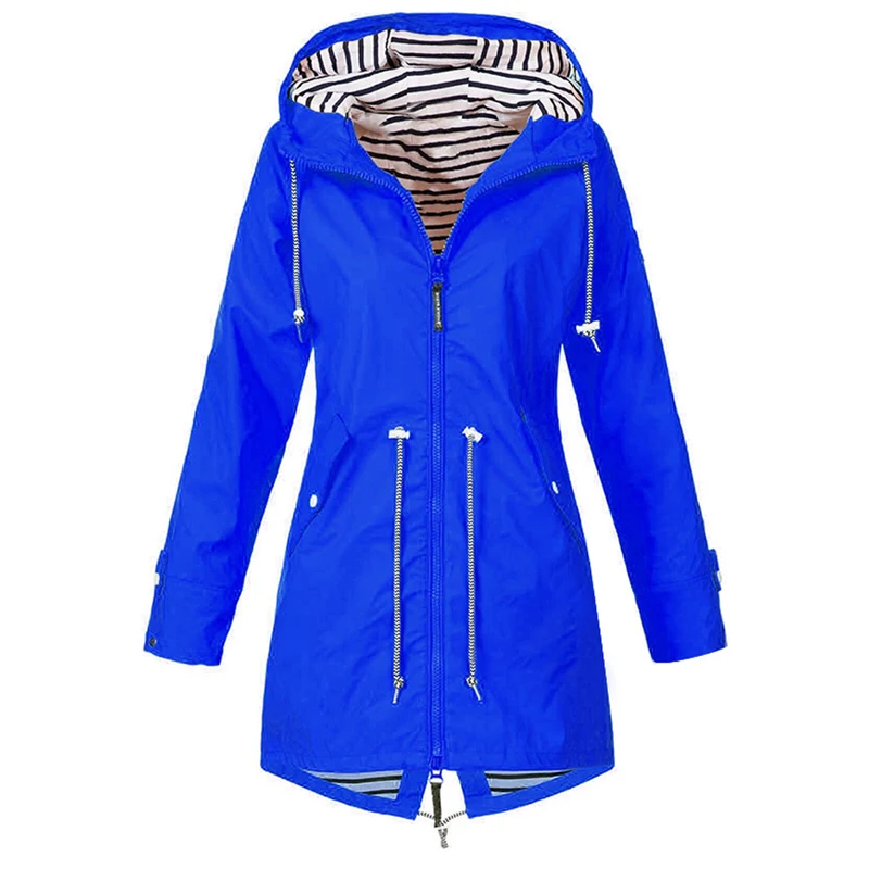 Loozykit Женская куртка, пальто, водонепроницаемая переходная куртка, уличная походная одежда, легкий плащ, женский плащ - Цвет: Blue