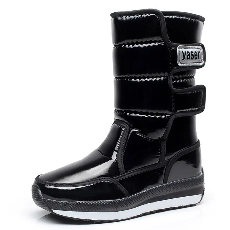 Winter Waterproof Non-Slip Fleece-Lined Snow Boots Women's Thick Mid-Tube High-Cotton-Padded Shoes Korean-Style Frye Boot