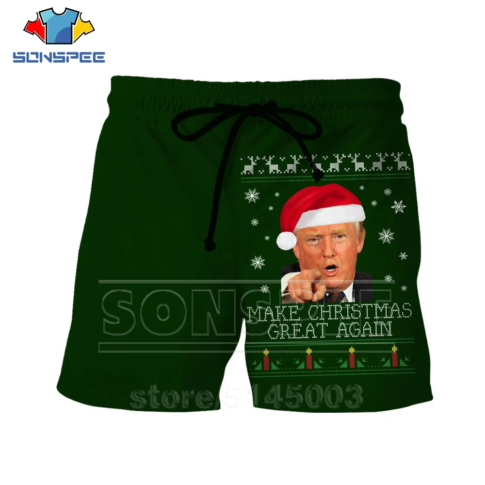 Рождественские шорты летние мужские и женские Дональд Трамп 3D принт Снеговик пляж Хип Хоп Уличная мода спортивные фитнес эластичные штаны C083-2 - Цвет: 13
