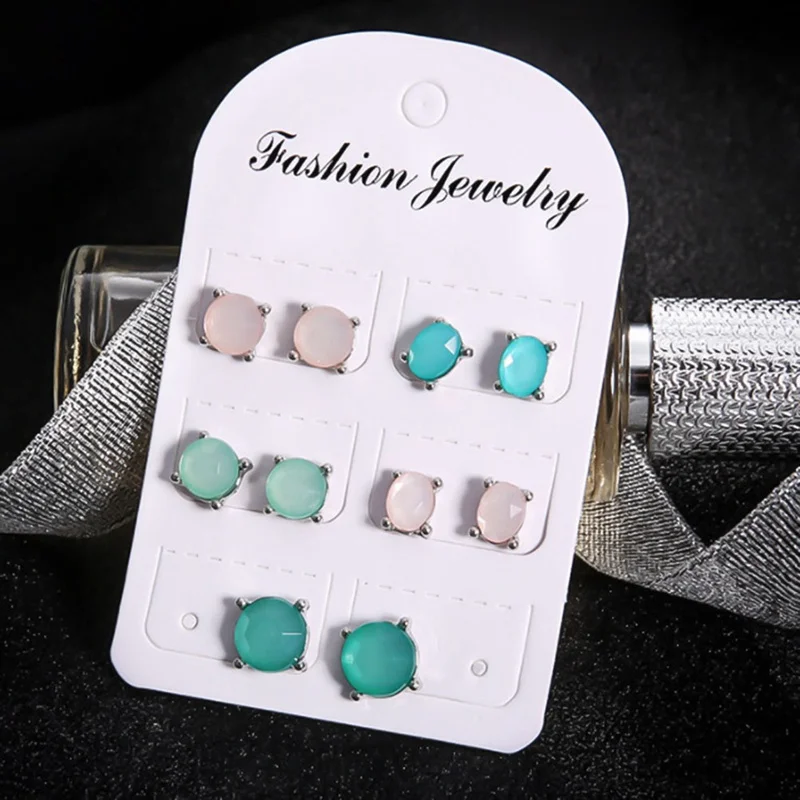 Новая мода 5 пар/упак. серьги в стиле панк циркон кристалл шпилька Комплект сережек для женщин круглый Готический дизайн ювелирных изделий подарки