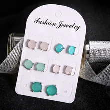 Новая мода 5 пар/упак. серьги в стиле панк циркон кристалл шпилька Комплект сережек для женщин круглый Готический дизайн ювелирных изделий подарки