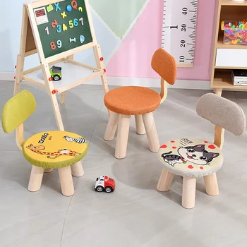 

Creative Solid Wood Small Stool Home Baby Backrest Low Stool Shoe Change Small Bench 200 Kg Load Adults And Children Can Sit