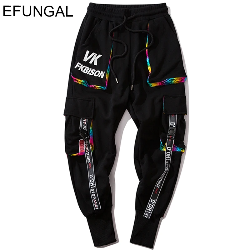 MOUTEN Men Full-Zip Plaid Print Contrast Hip Hop Casual Harem Jogger Pants