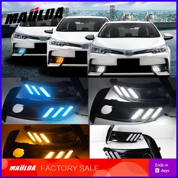 

1Set LED Daytime Running Lights fog lamp with turn signal function car styling for Corolla 2017 2pcs LED DRL