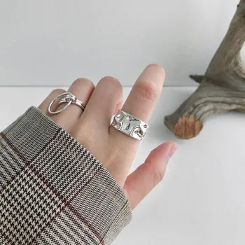 

Irregular Concave-convex Wide Side Couple Simple Ring New Fashion Korean Simple Geometric Metal Big Rings For Women Jewelry Gift