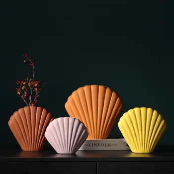 

New Seashell Shape Nordic Minimalist Ceramic Vase Morandi Contracted Flowerpot Modern Decoration Living Room Tabletop Ornaments