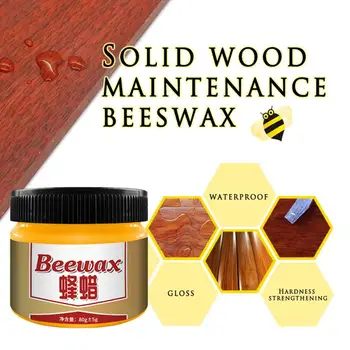 

1pc Pure Wood Wax Polish 100% Natural Beeswax Wood Seasoning Waterproof Beeswax Furniture Care Maintenance for Home Cleaning