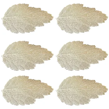 

Leaf-Shaped Placemat, Nordic Heat-Insulated Western Placemat, PVC Hollow Non-Slip Placemat, European Style Home Decoration