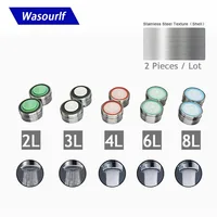 WASOURLF 2 PCS ก๊อกน้ําประหยัดน้ํา Aerator เปลือกสแตนเลส M24 ด้ายชาย 2L 3L 4L TAP อุปกรณ์ครัว FITTING 1