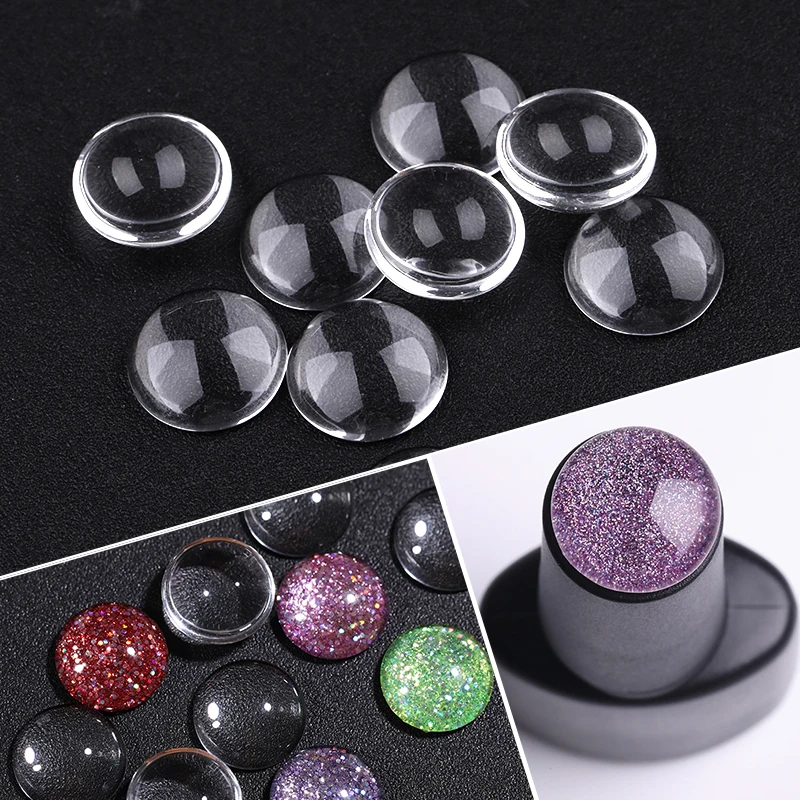 

10Pcs Gel Nail Polish Label Stickers 14mm Round Transparent Color UV Gel Nail Display DIY Nail Art Design Tools Stickers