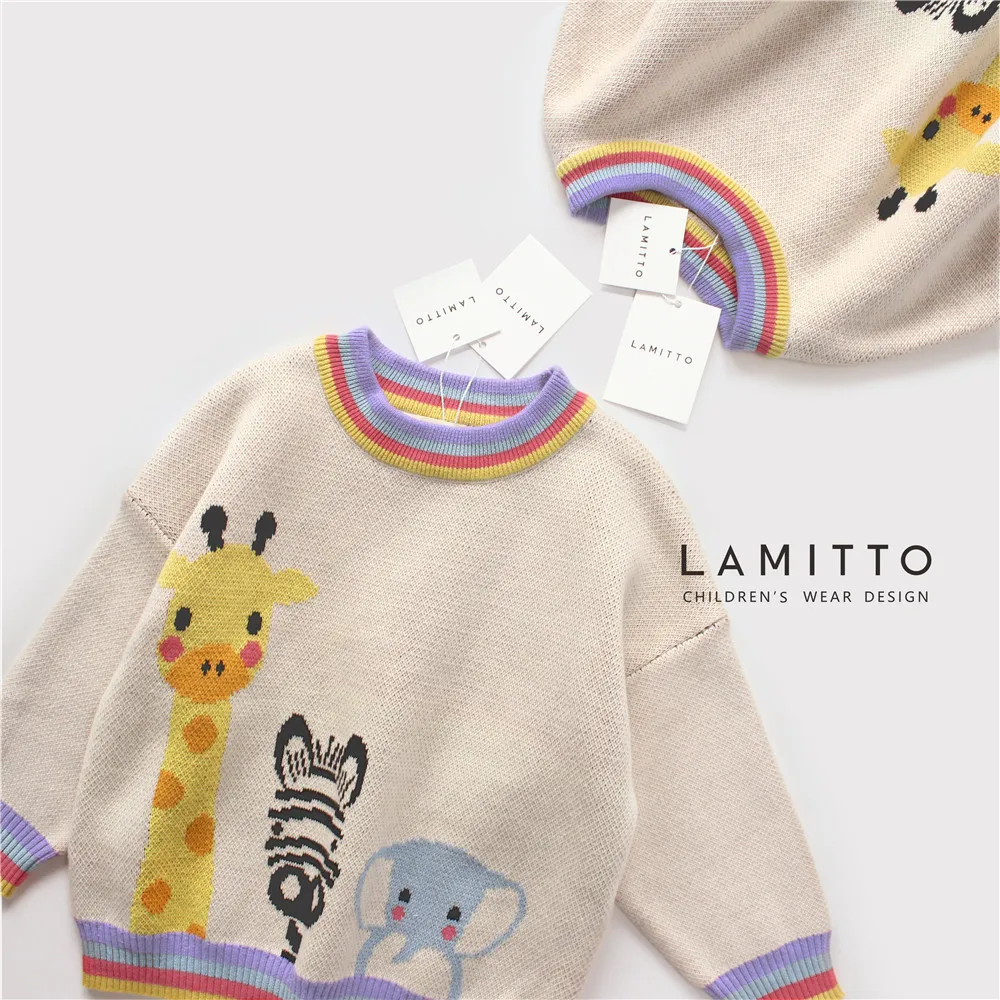 Tonytaobaby/осенне-зимняя одежда новая детская одежда для мальчиков и девочек свитер из чистого хлопка с милыми животными