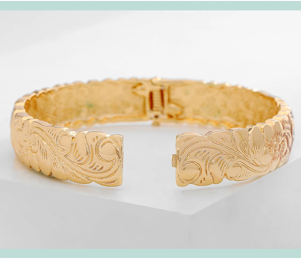 SophiaXuan Big Gold Bangles for Women Female Luxury Brand Statement Jewelry Bangle Bracelet Vintage Metal Wedding Party 2021 New