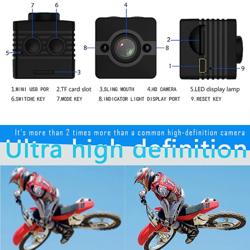 SQ12 Mini Wifi Remote Camera Ultra High Definition 155 Degree Wide Angle Lens portable camera with waterproof housing